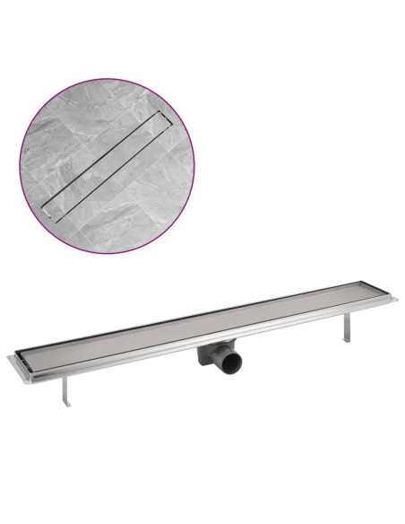 Canaletta di Drenaggio Lineare per Doccia 830x140 mm Acciaio Inox