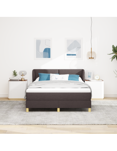 Letto a molle con materasso Marrone Scuro 160 x 200 cm Tessuto