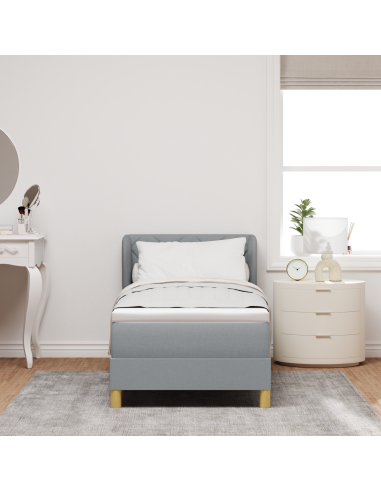 Letto a molle con materasso Grigio chiaro 80 x 200 cm Tessuto
