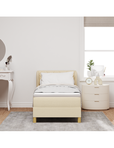 Letto a molle con materasso Crema 80 x 200 cm Tessuto