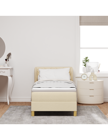 Letto a molle con materasso Crema 80 x 200 cm Tessuto