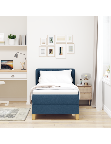 Letto a molle con materasso Blu 80 x 200 cm Tessuto