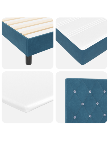 Letto a molle con materasso Blu scuro 140 x 190 cm Velluto