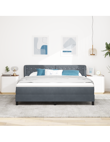 Letto a molle con materasso Grigio scuro 180 x 200 cm Velluto
