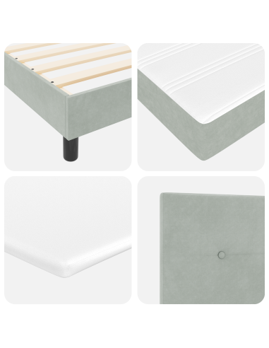 Letto a molle con materasso Grigio chiaro 140 x 190 cm Velluto