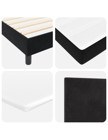 Letto a molle con materasso Nero 160 x 200 cm Velluto