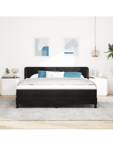 Letto a molle con materasso Nero 180 x 200 cm Velluto