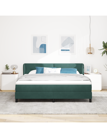 Letto a molle con materasso Verde scuro 180 x 200 cm Velluto