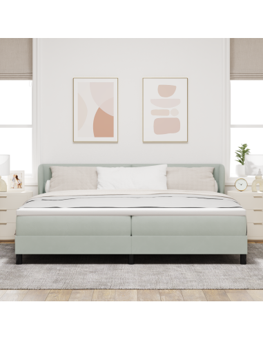 Letto a molle con materasso Grigio chiaro 200 x 200 cm Velluto