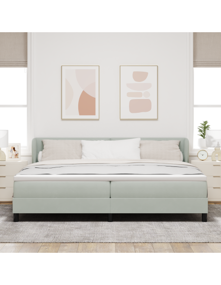 Letto a molle con materasso Grigio chiaro 200 x 200 cm Velluto