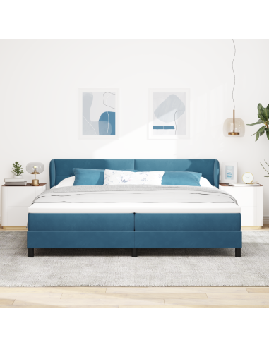 Letto a molle con materasso Blu scuro 200 x 200 cm Velluto