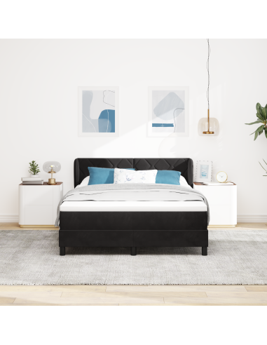Letto a molle con materasso Nero 140 x 190 cm Velluto