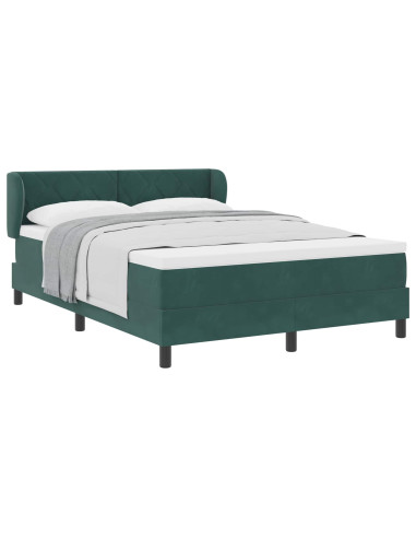 Letto a molle con testiera Verde scuro 140 x 200 cm Velluto