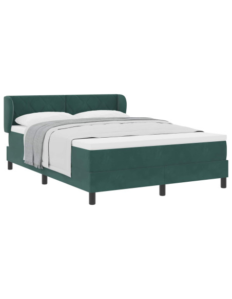 Letto a molle con testiera Verde scuro 140 x 200 cm Velluto