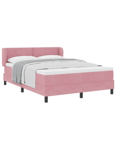 Letto a molle con materasso Rosa 160 x 200 cm Velluto