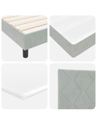 Letto a molle con materasso Grigio chiaro 180 x 200 cm Velluto