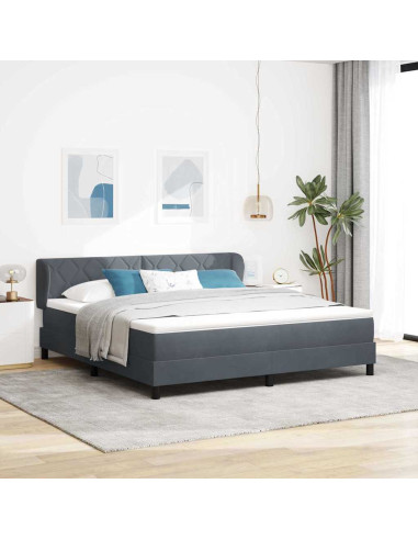 Letto a molle con materasso Grigio scuro 180 x 200 cm Velluto