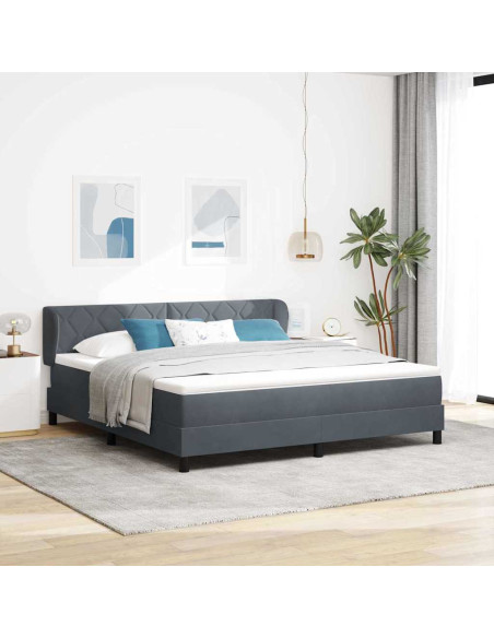 Letto a molle con materasso Grigio scuro 180 x 200 cm Velluto