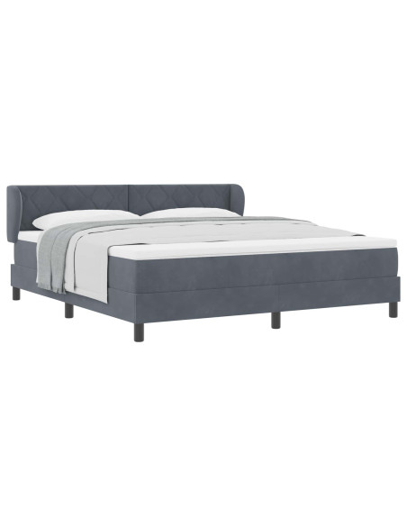 Letto a molle con materasso Grigio scuro 180 x 200 cm Velluto
