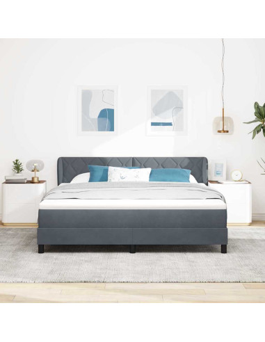 Letto a molle con materasso Grigio scuro 180 x 200 cm Velluto