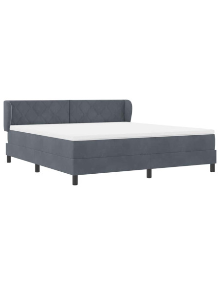 Letto a molle con materasso Grigio scuro 180 x 200 cm Velluto