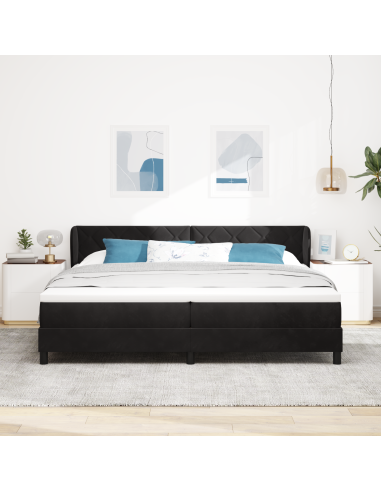 Letto a molle con materasso Nero 200 x 200 cm Velluto