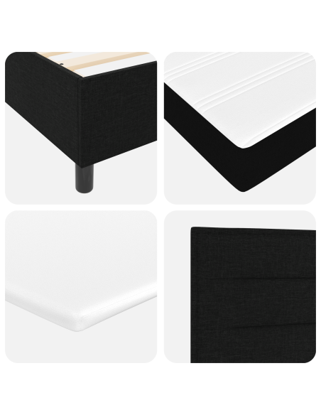 Letto a molle con materasso Nero 80 x 200 cm Tessuto