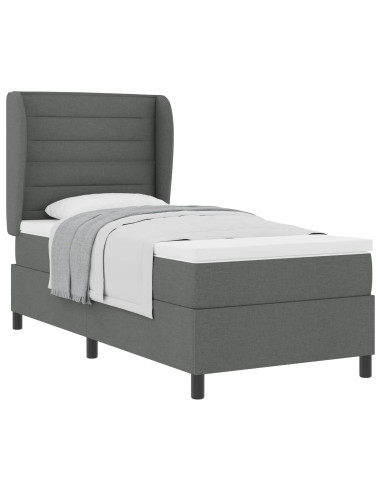 Letto a molle con materasso Grigio scuro 90 x 190 cm Tessuto