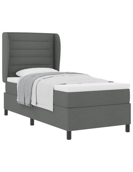 Letto a molle con materasso Grigio scuro 90 x 190 cm Tessuto