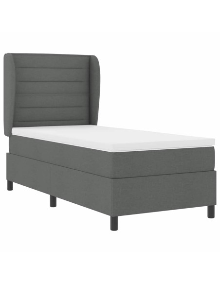 Letto a molle con materasso Grigio scuro 90 x 190 cm Tessuto