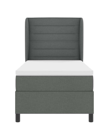 Letto a molle con materasso Grigio scuro 90 x 190 cm Tessuto