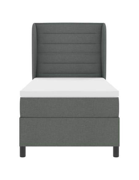 Letto a molle con materasso Grigio scuro 90 x 190 cm Tessuto