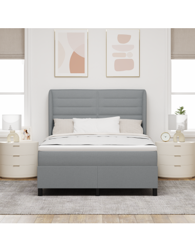 Letto a molle con materasso Grigio chiaro 140 x 200 cm Tessuto