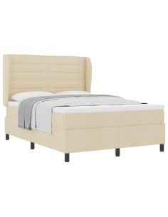 Letto a molle con materasso Crema 140 x 200 cm Tessuto 2