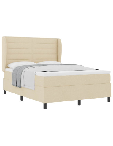 Letto a molle con materasso Crema 140 x 200 cm Tessuto