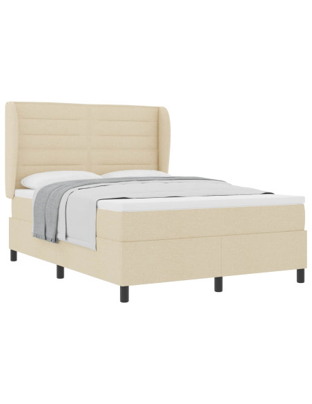 Letto a molle con materasso Crema 140 x 200 cm Tessuto