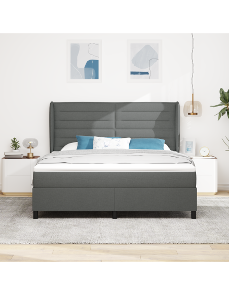 Letto a molle con materasso Grigio scuro 180 x 200 cm Tessuto