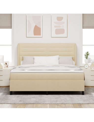 Letto a molle con materasso Crema 180 x 200 cm Tessuto