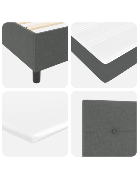 Letto a molle con materasso Grigio scuro 140 x 190 cm Tessuto