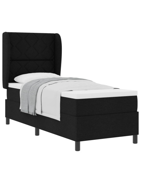 Letto a molle con materasso Nero 80 x 200 cm Tessuto