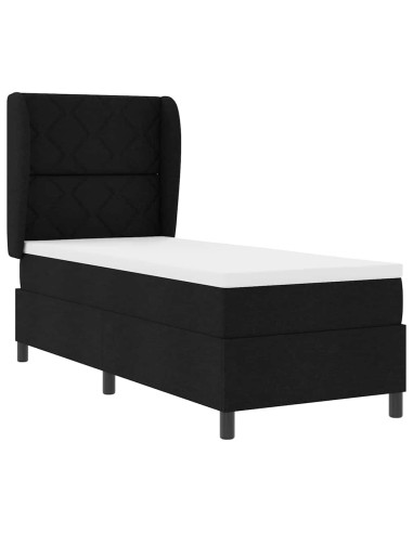 Letto a molle con materasso Nero 80 x 200 cm Tessuto