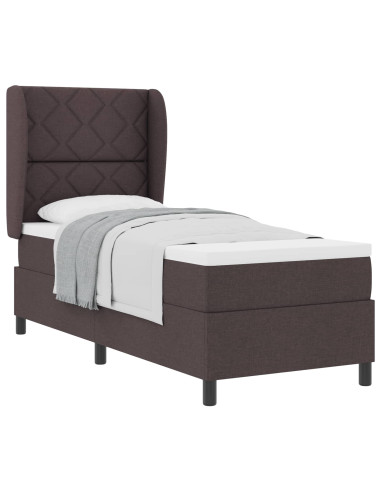 Letto a molle con materasso Marrone scuro 80 x 200 cm Tessuto