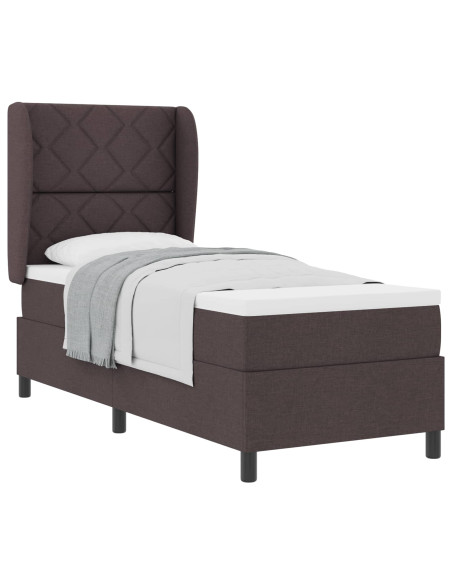 Letto a molle con materasso Marrone scuro 80 x 200 cm Tessuto