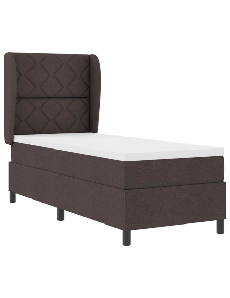 Letto a molle con materasso Marrone scuro 80 x 200 cm Tessuto