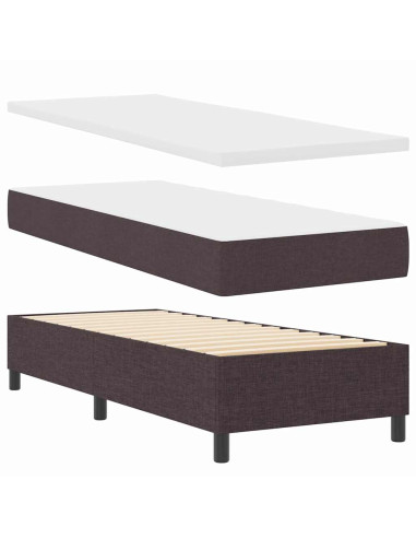 Letto a molle con materasso Marrone scuro 80 x 200 cm Tessuto