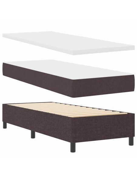 Letto a molle con materasso Marrone scuro 80 x 200 cm Tessuto