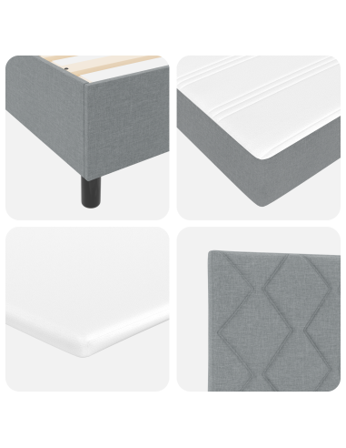 Letto a molle con materasso Grigio chiaro 100 x 200 cm Tessuto