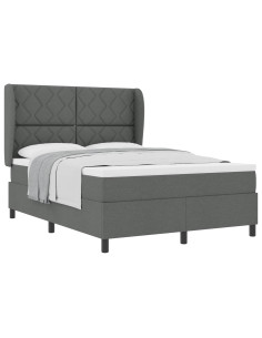 Letto a molle con materasso Grigio scuro 160 x 200 cm Tessuto 2