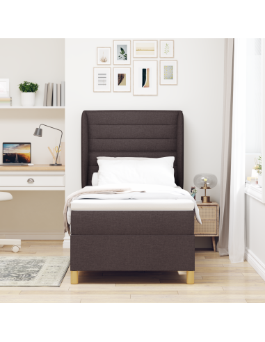 Letto con molle e materasso Grigio Scuro 90x190 cm Tessuto