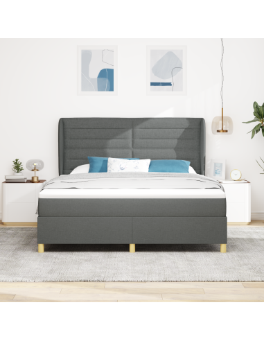 Letto con molle e materasso Grigio Scuro 90x190 cm Tessuto